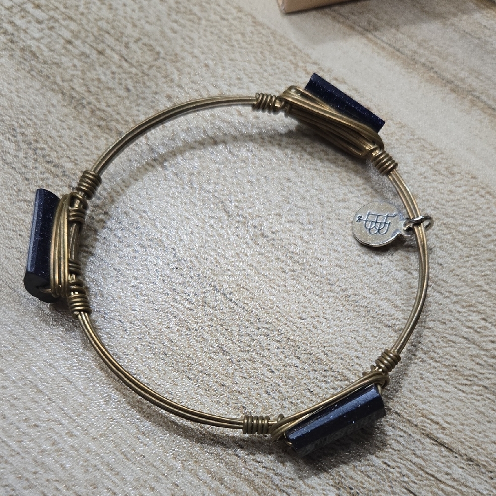 Bourbon And Bowties Gold Wire Wrap and Gemstone Bracelet Bangle 💫